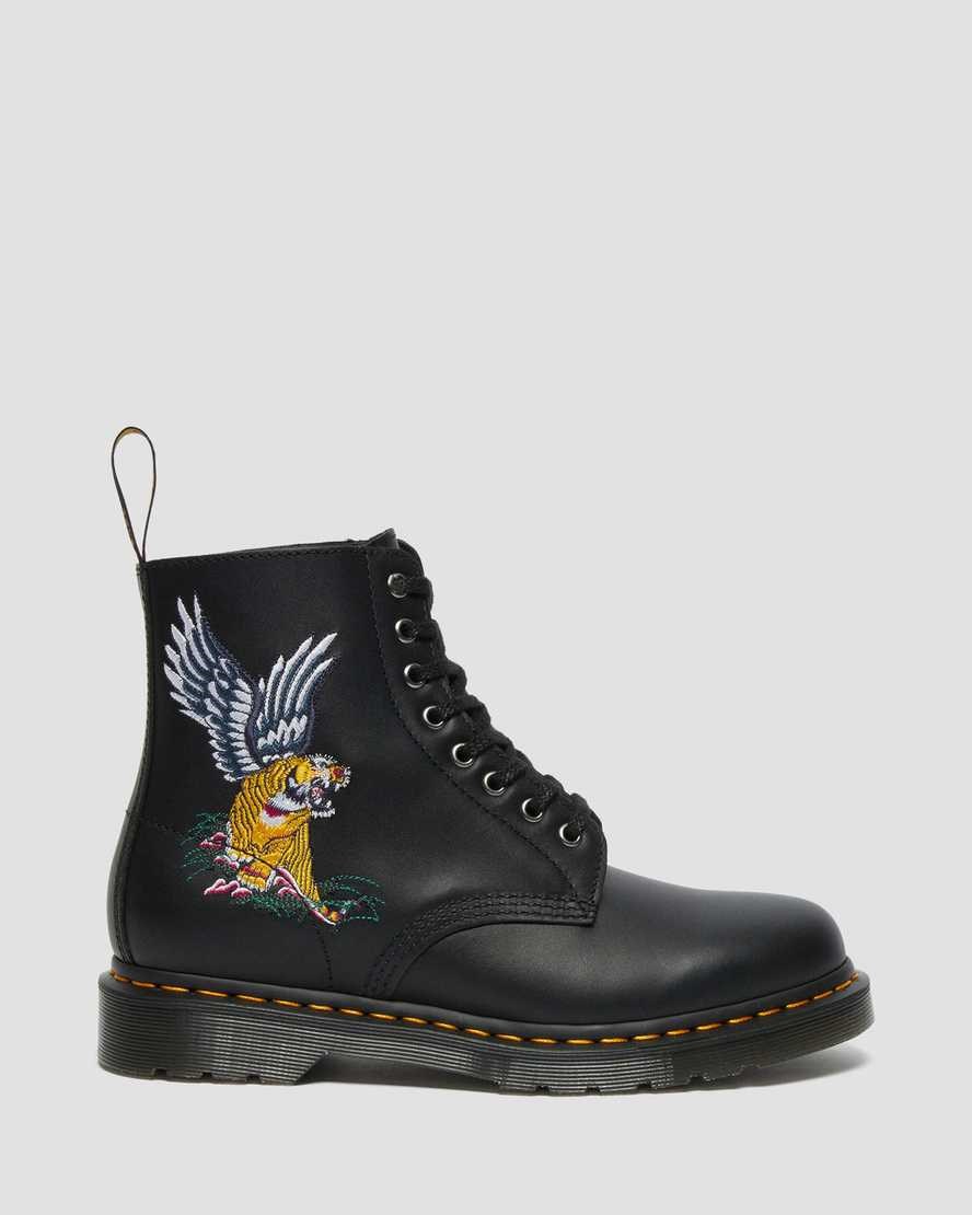 Dr Martens 1460 Souvenir Embroidered Leather Men's Ankle Boots Black Nappa | OJHKIB276