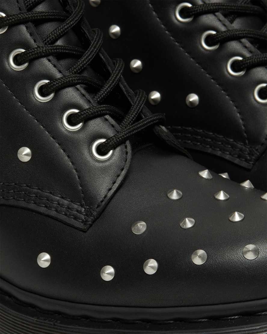 Dr Martens 1460 Stud Wanama Leather Men's Lace Up Boots Black Wanama | RCZVHK576