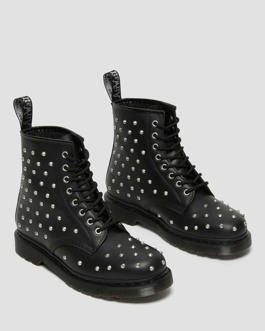 Dr Martens 1460 Stud Wanama Leather Men's Lace Up Boots Black Wanama | RCZVHK576