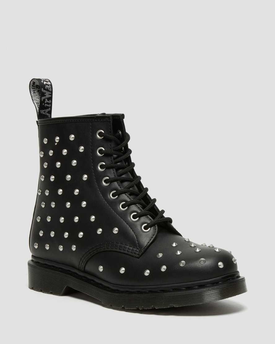 Dr Martens 1460 Stud Wanama Leather Men\'s Lace Up Boots Black Wanama | RCZVHK576