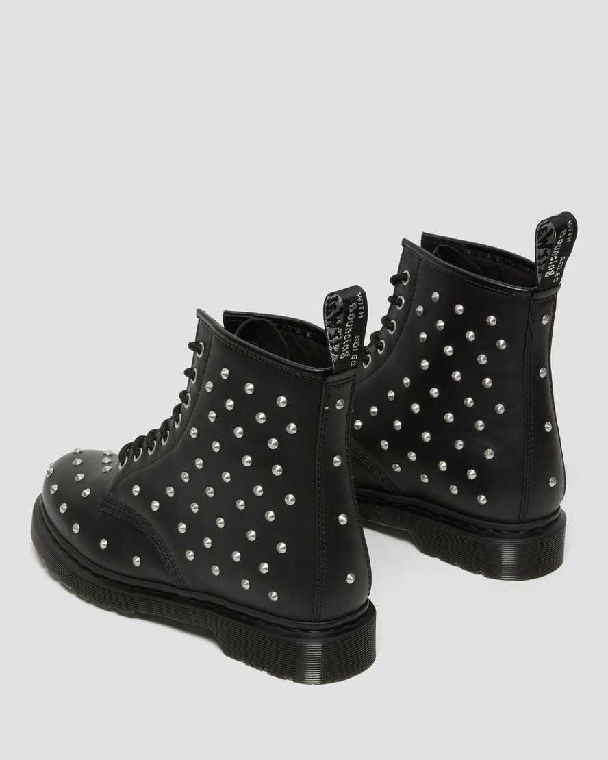 Dr Martens 1460 Stud Wanama Leather Women's Lace Up Boots Black Wanama | HDIMEO891