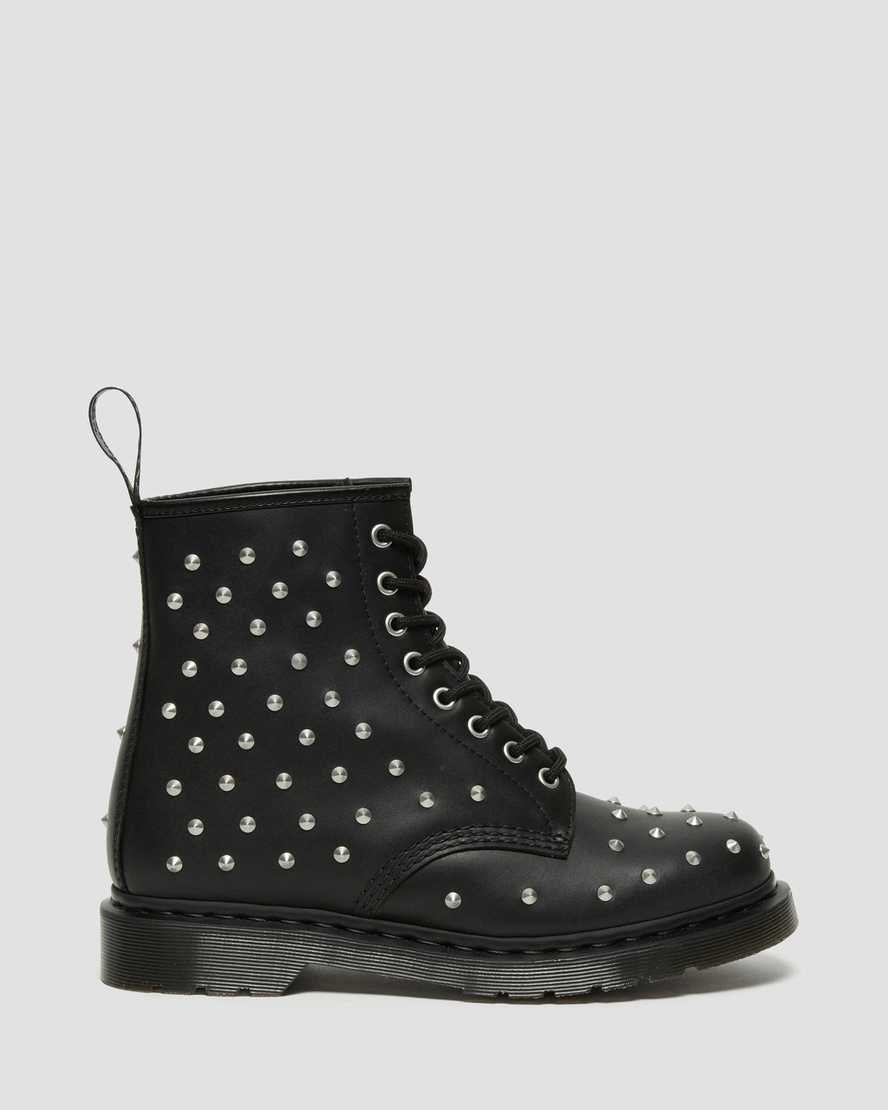 Dr Martens 1460 Stud Wanama Leather Women's Lace Up Boots Black Wanama | HDIMEO891