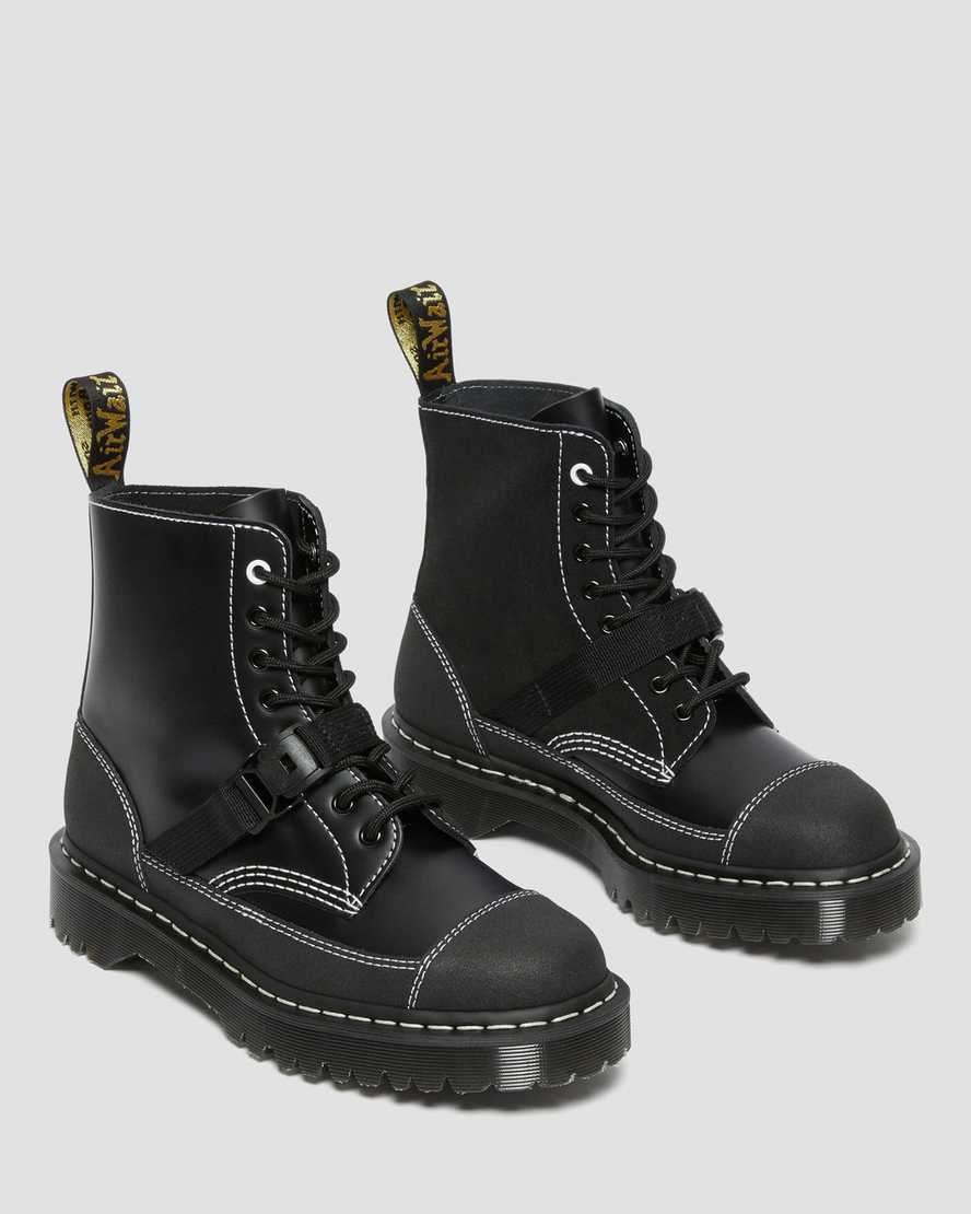 Dr Martens 1460 Tech Made in England Leather Men's Lace Up Boots Black Smooth Leather | AWUMSO821