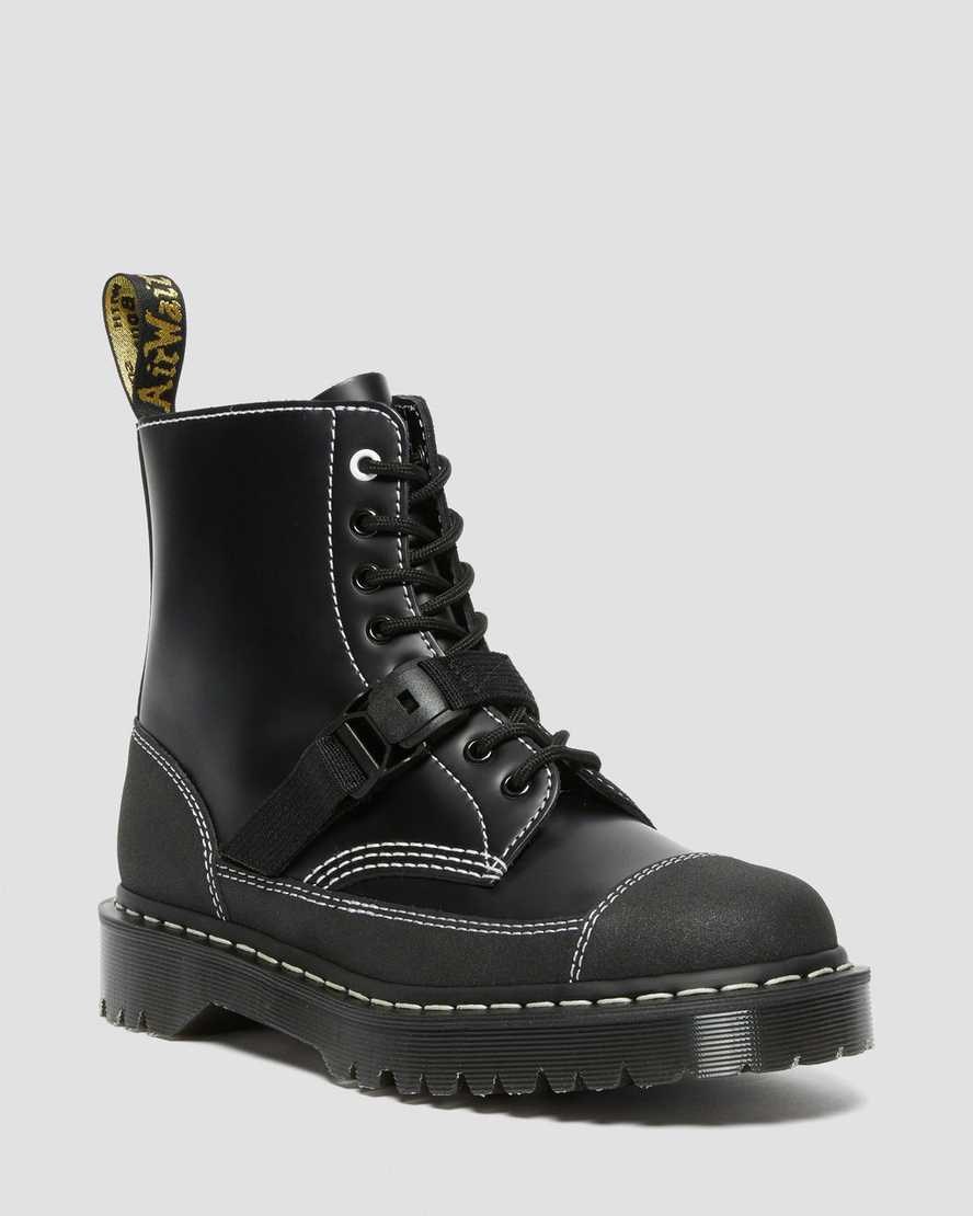 Dr Martens 1460 Tech Made in England Leather Men's Lace Up Boots Black Smooth Leather | AWUMSO821