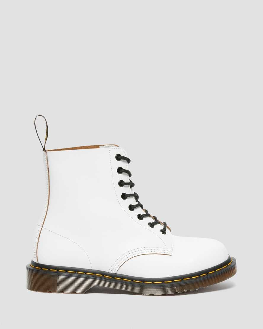 Dr Martens 1460 Vintage Made in England Men's Lace Up Boots White Quilon | PUVLMF724