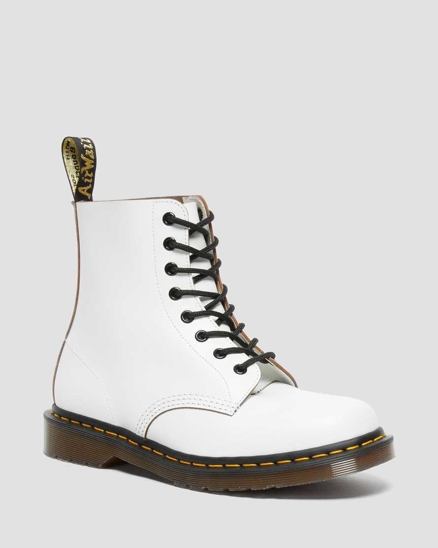 Dr Martens 1460 Vintage Made in England Men\'s Lace Up Boots White Quilon | PUVLMF724