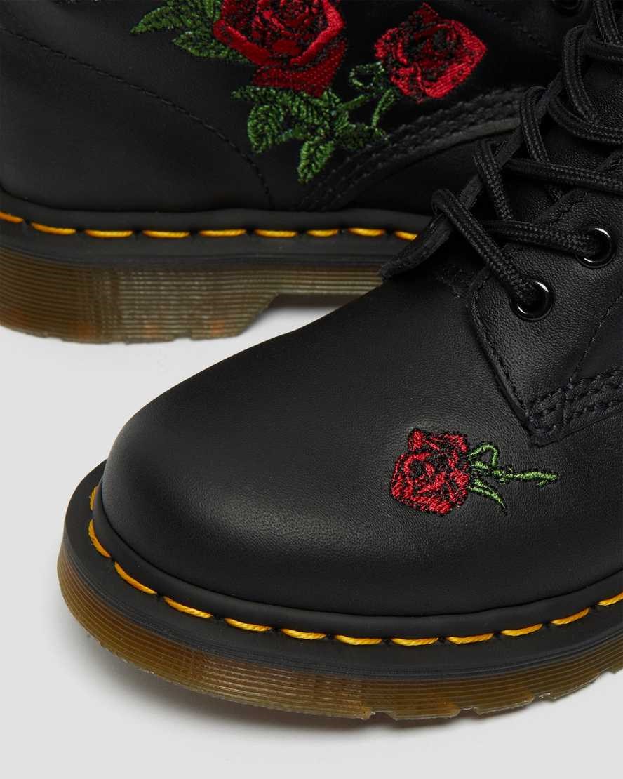 Dr Martens 1460 Vonda Floral Leather Women's Lace Up Boots Black Softy T | DSIKCF645