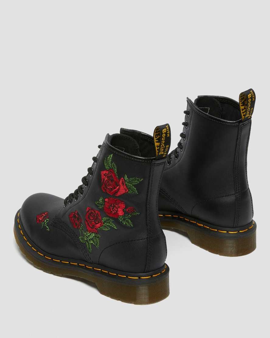 Dr Martens 1460 Vonda Floral Leather Women's Lace Up Boots Black Softy T | DSIKCF645