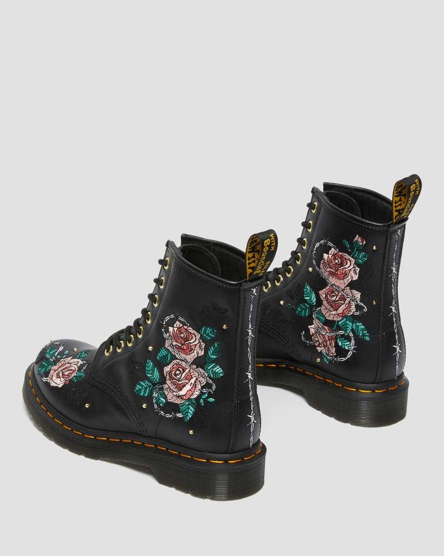 Dr Martens 1460 Vonda Floral Leather Women's Lace Up Boots Black Nappa | ULITYX471