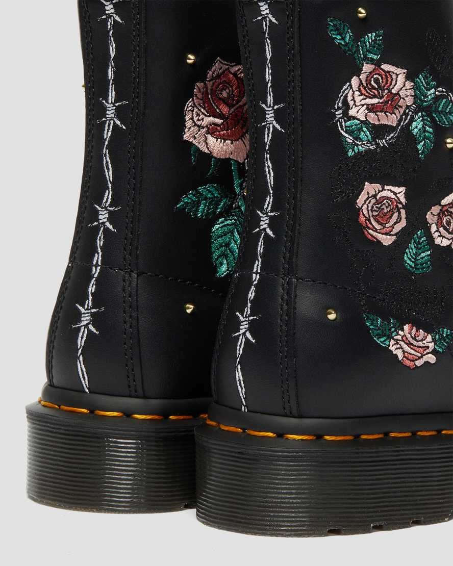 Dr Martens 1460 Vonda Floral Leather Women's Lace Up Boots Black Nappa | ULITYX471