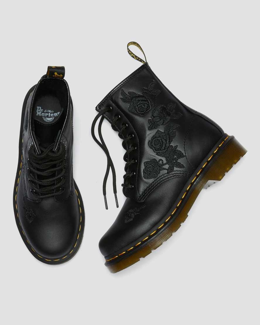 Dr Martens 1460 Vonda Mono Floral Women's Lace Up Boots Black Softy T | ZAEJNO329