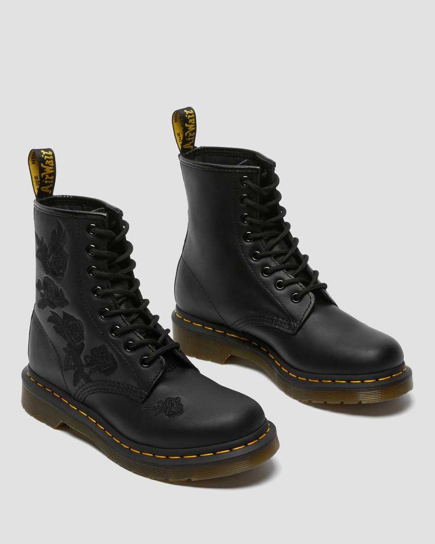 Dr Martens 1460 Vonda Mono Floral Women's Lace Up Boots Black Softy T | ZAEJNO329