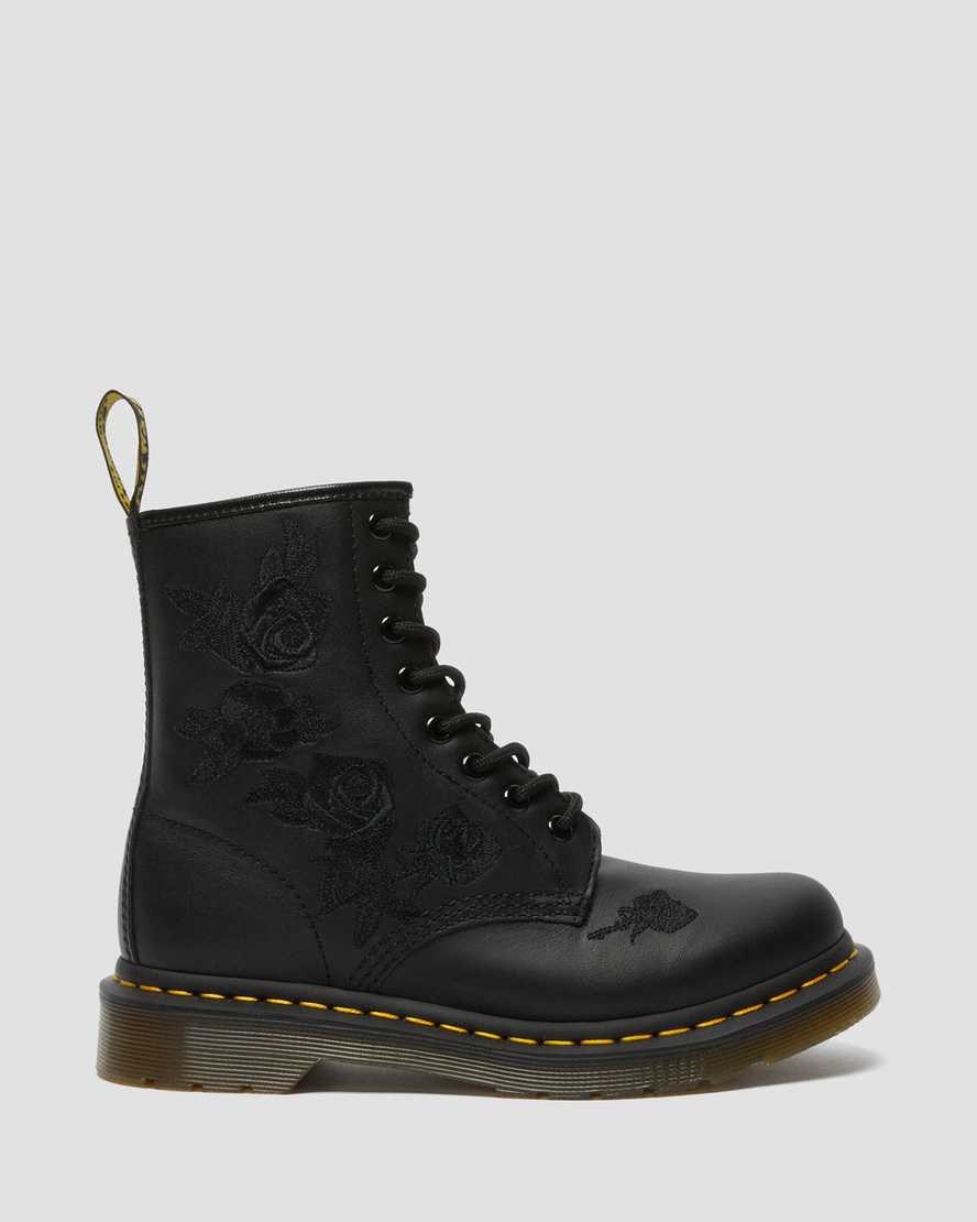 Dr Martens 1460 Vonda Mono Floral Women's Lace Up Boots Black Softy T | ZAEJNO329