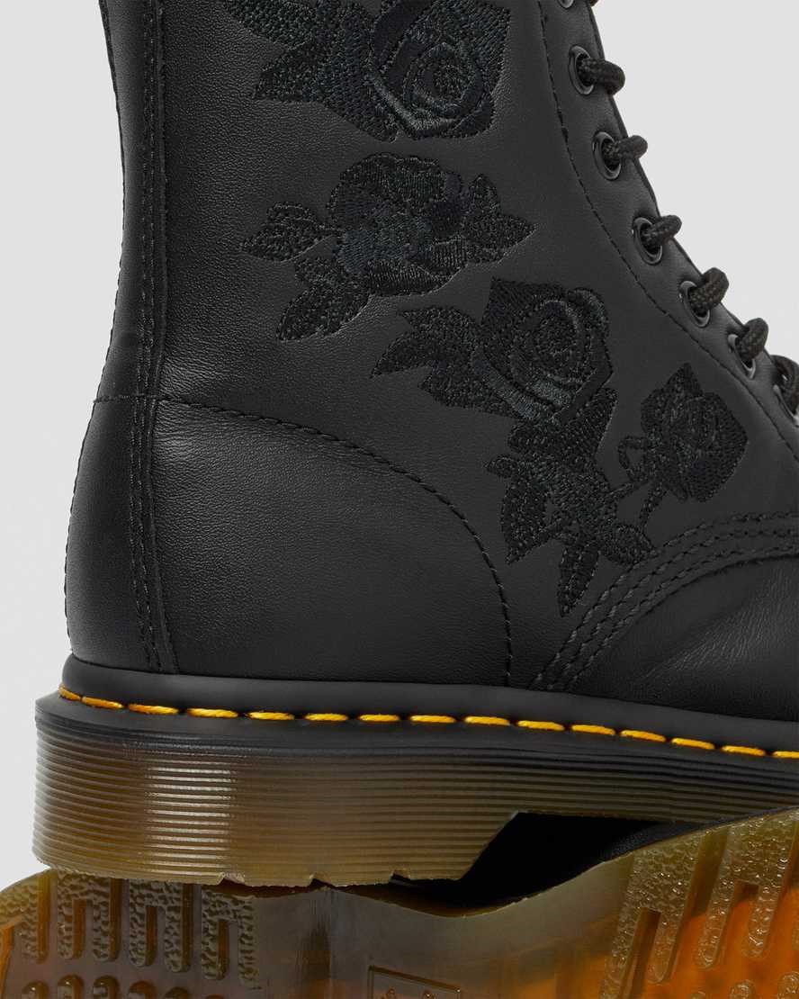 Dr Martens 1460 Vonda Mono Floral Women's Lace Up Boots Black Softy T | ZAEJNO329