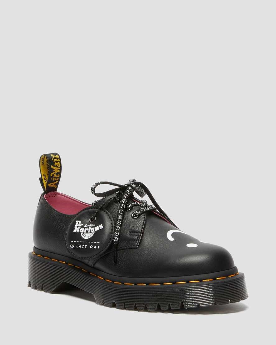 Dr Martens 1461 Bex Lazy Oaf Leather Women's Oxford Shoes Black Pisa | ZFMQDL413