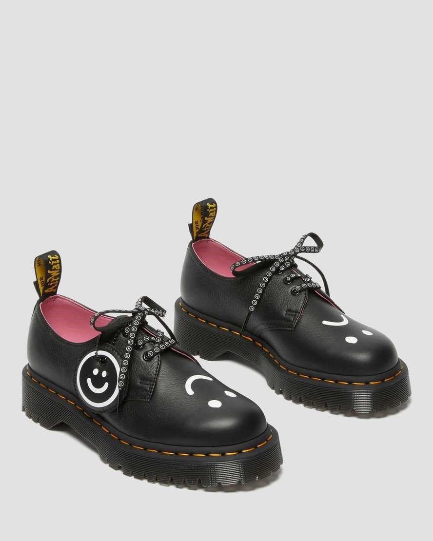 Dr Martens 1461 Bex Lazy Oaf Leather Women's Oxford Shoes Black Pisa | ZFMQDL413