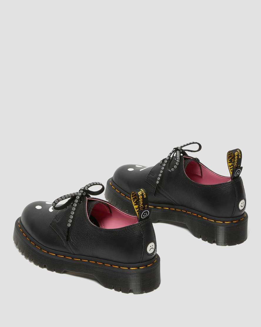 Dr Martens 1461 Bex Lazy Oaf Leather Women's Oxford Shoes Black Pisa | ZFMQDL413