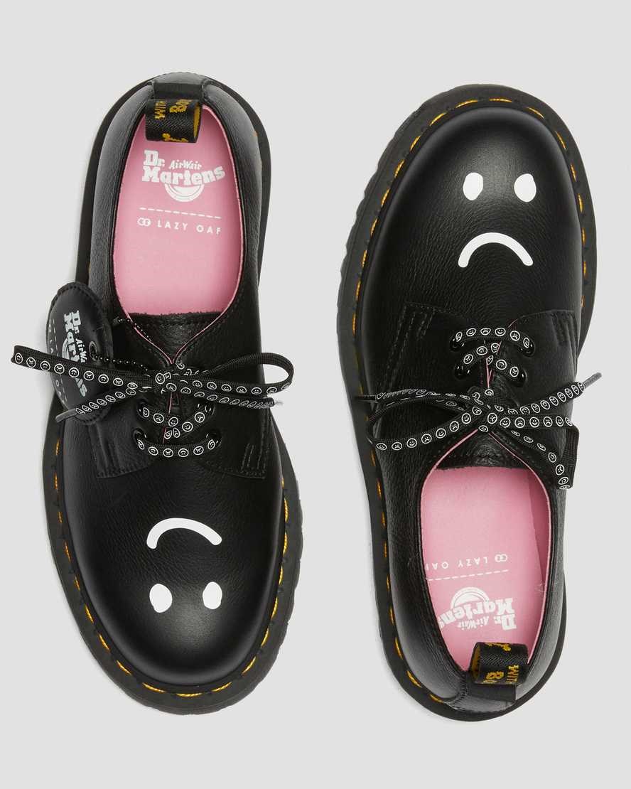 Dr Martens 1461 Bex Lazy Oaf Leather Women's Oxford Shoes Black Pisa | ZFMQDL413