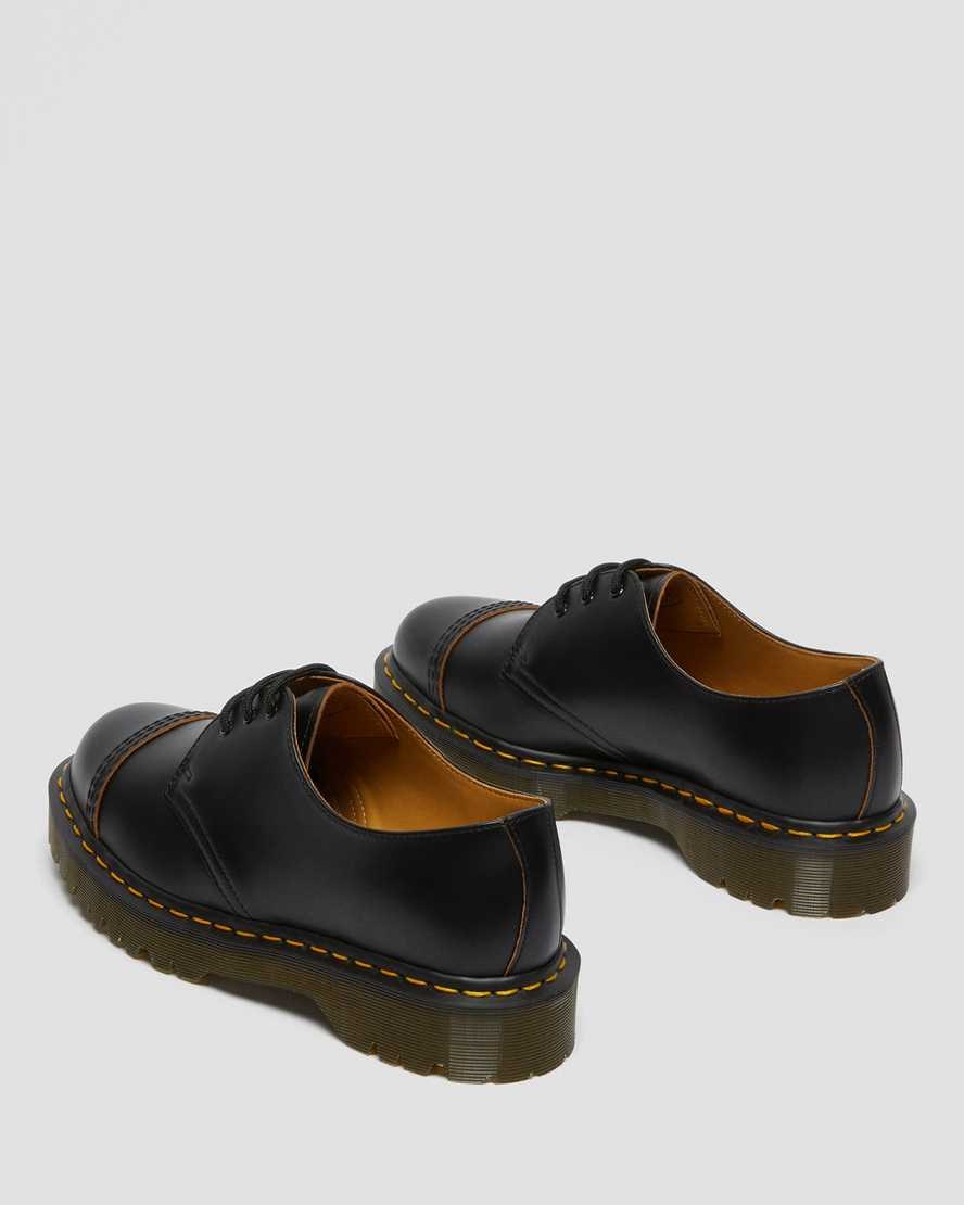 Dr Martens 1461 Bex Made in England Toe Cap Women's Oxford Shoes Black Vintage Smooth | OLCKQF409