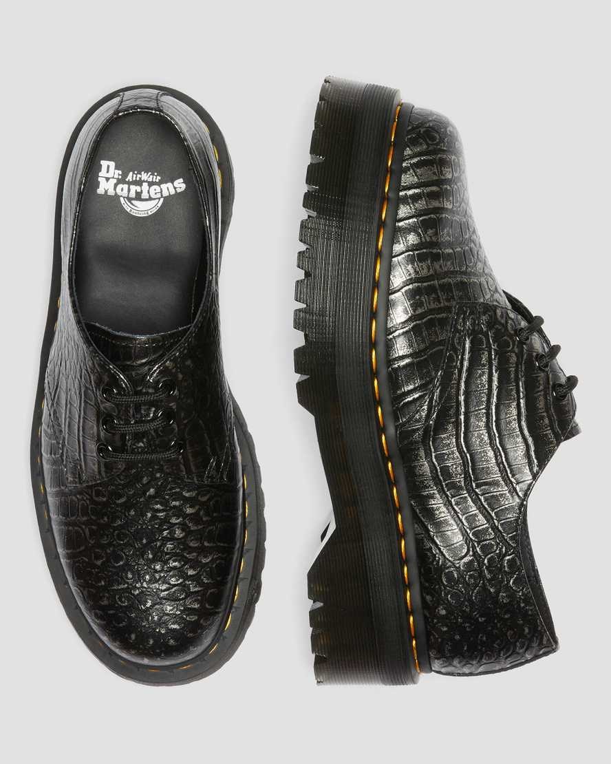 Dr Martens 1461 Croc Emboss Leather Men's Oxford Shoes Gunmetal | UCTWSI891