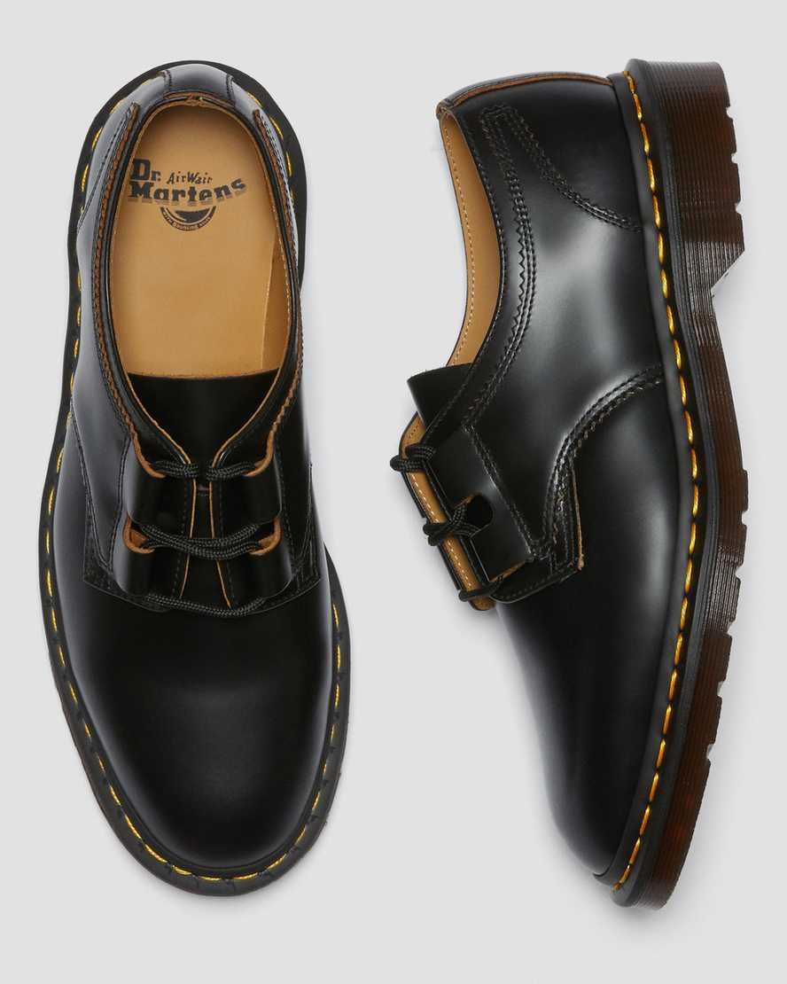 Dr Martens 1461 Ghillie Leather Men's Oxford Shoes Black Vintage Smooth | GOEWUF957