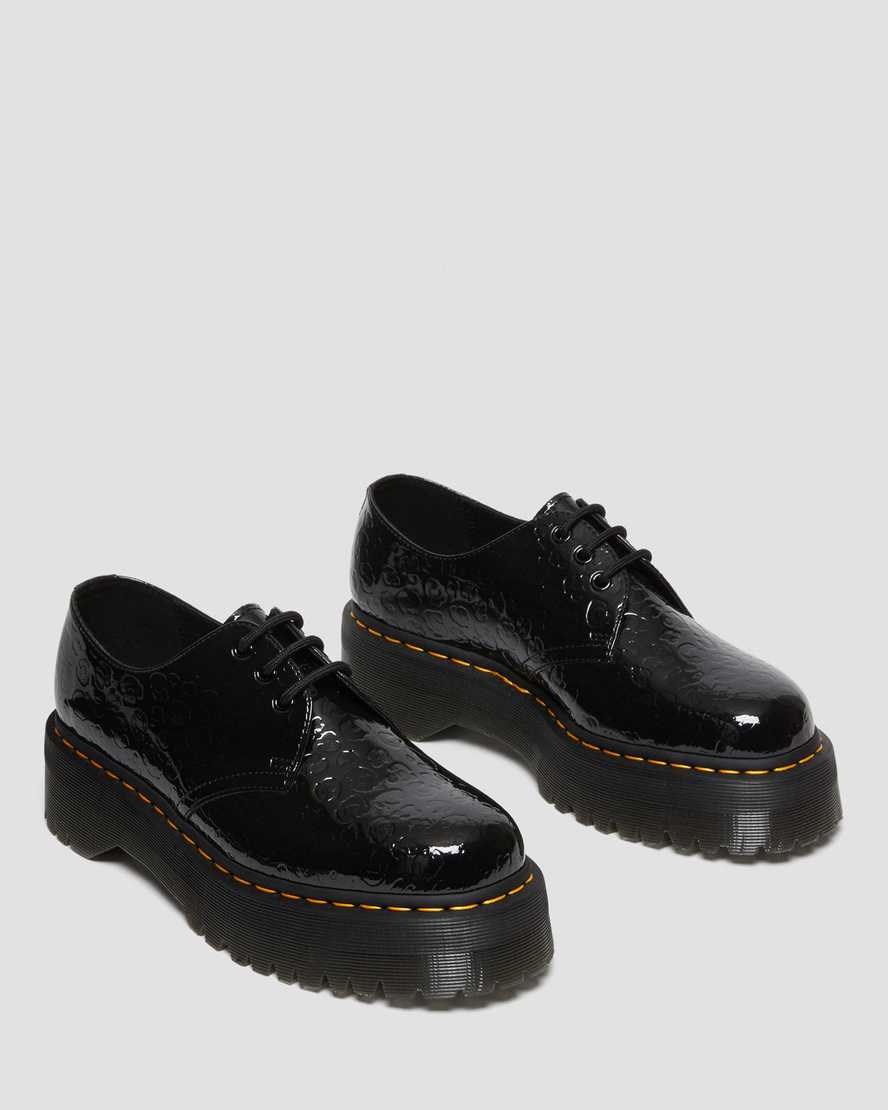 Dr Martens 1461 Leopard Emboss Patent Leather Men's Oxford Shoes Black Patent Lamper Leopard Emboss | FDQJLB635