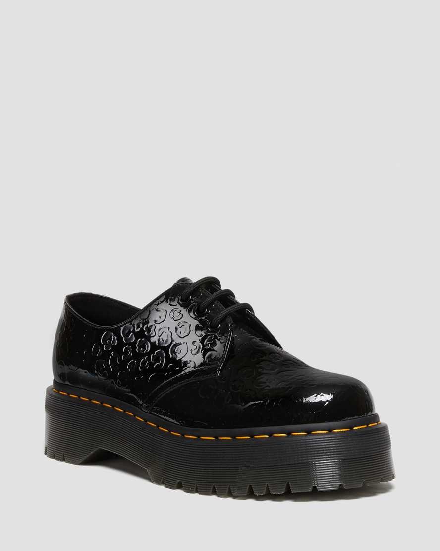 Dr Martens 1461 Leopard Emboss Patent Leather Men\'s Oxford Shoes Black Patent Lamper Leopard Emboss | FDQJLB635