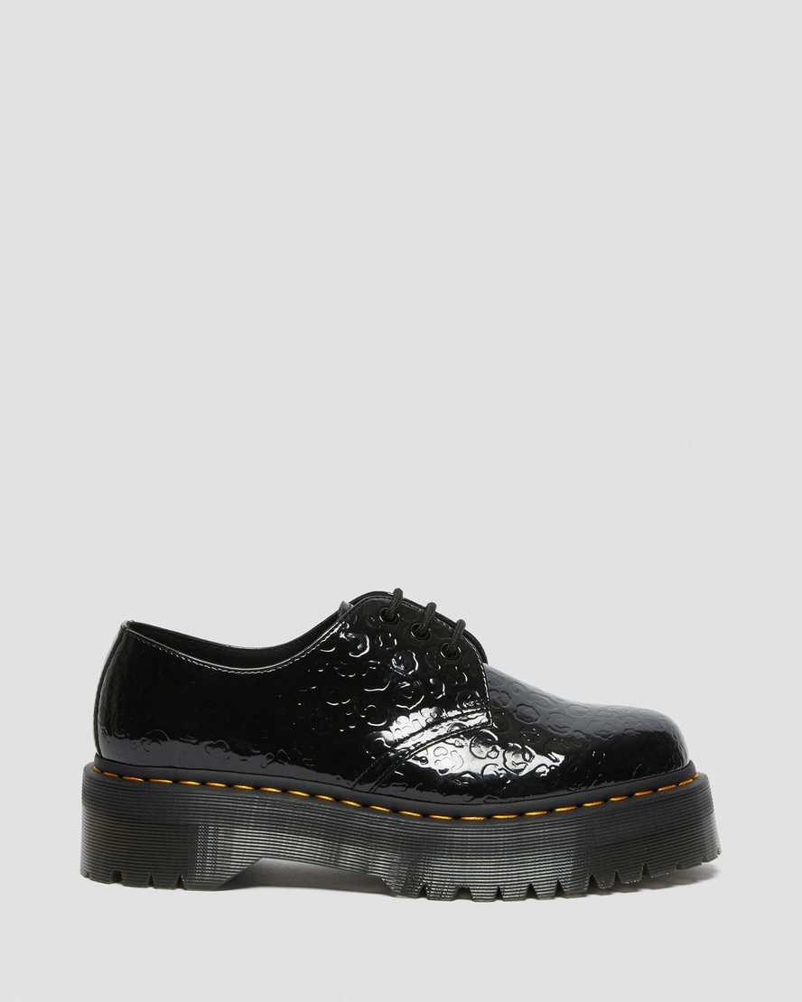 Dr Martens 1461 Leopard Emboss Patent Leather Women's Patent Shoes Black Patent Lamper Leopard Emboss | IGFLUP921