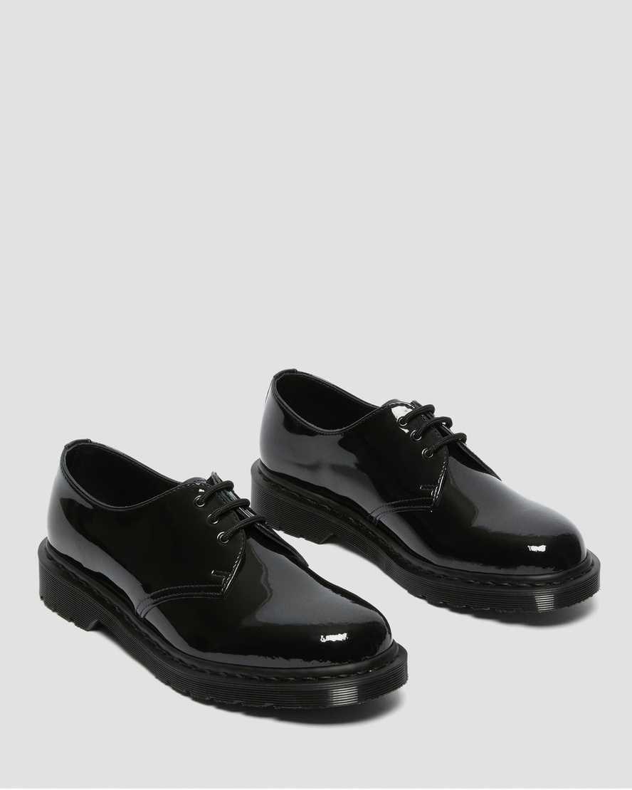 Dr Martens 1461 Made in England Mono Patent Leather Women's Patent Shoes Black Patent Lamper | IKDQUM791