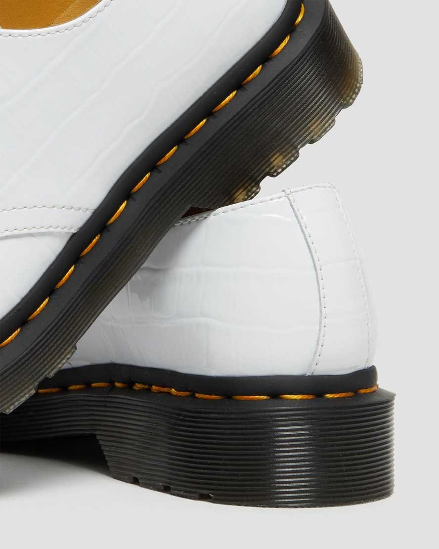 Dr Martens 1461 Patent Croc Emboss Leather Women's Patent Shoes White Patent Lamper Croc | WRMYOA837