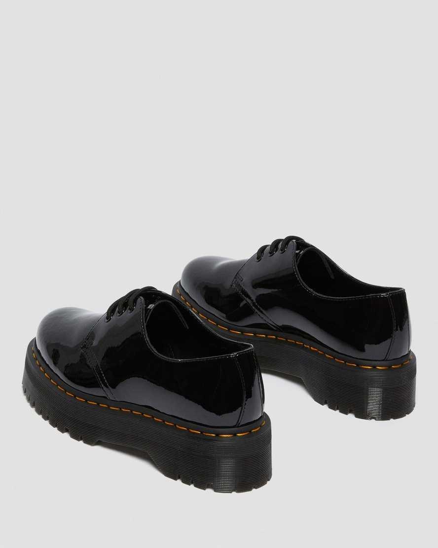 Dr Martens 1461 Patent Leather Platform Women's Patent Shoes Black Patent Lamper | VZFMPQ420