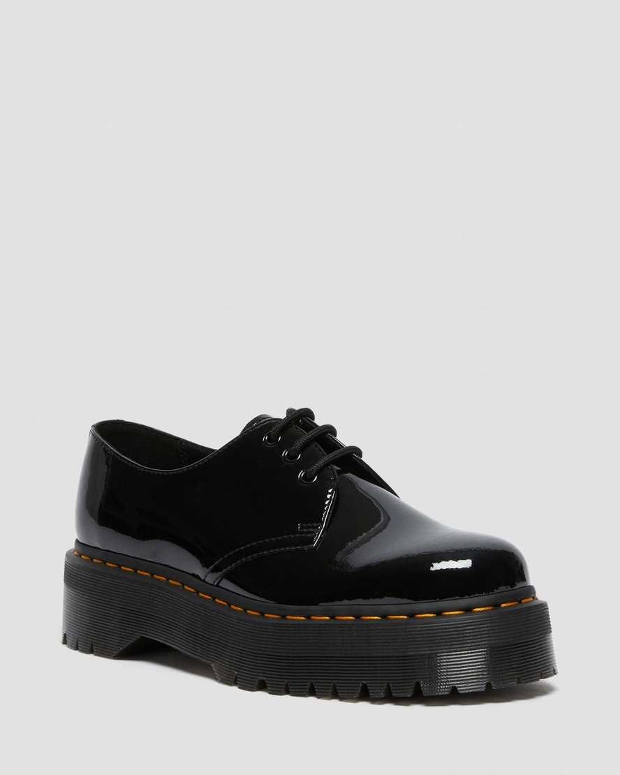 Dr Martens 1461 Patent Leather Platform Women\'s Patent Shoes Black Patent Lamper | VZFMPQ420