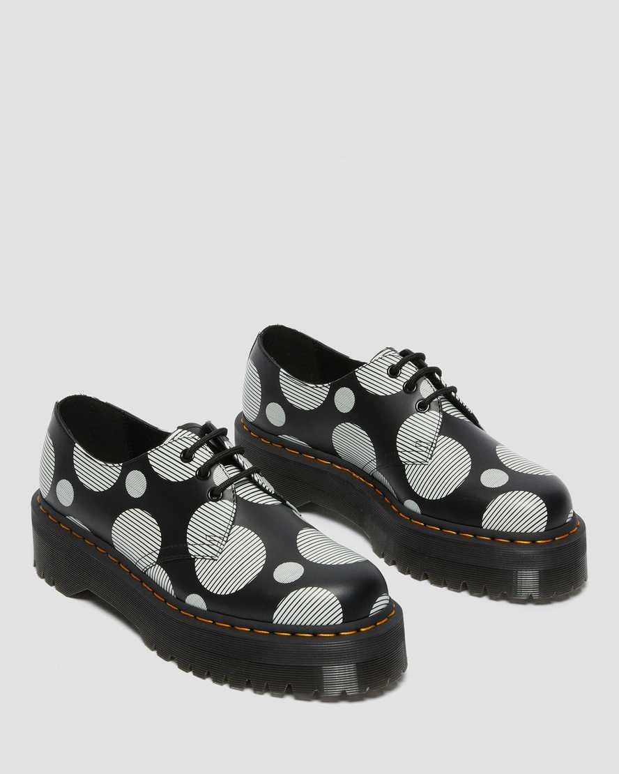 Dr Martens 1461 Polka Dot Smooth Leather Men's Oxford Shoes Black Polka Dot Smooth | BDPYCT652