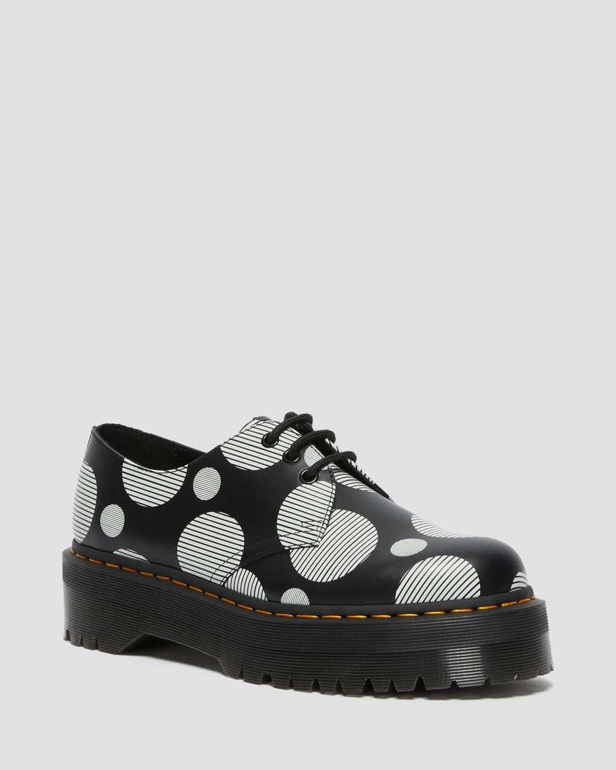 Dr Martens 1461 Polka Dot Smooth Leather Men\'s Oxford Shoes Black Polka Dot Smooth | BDPYCT652