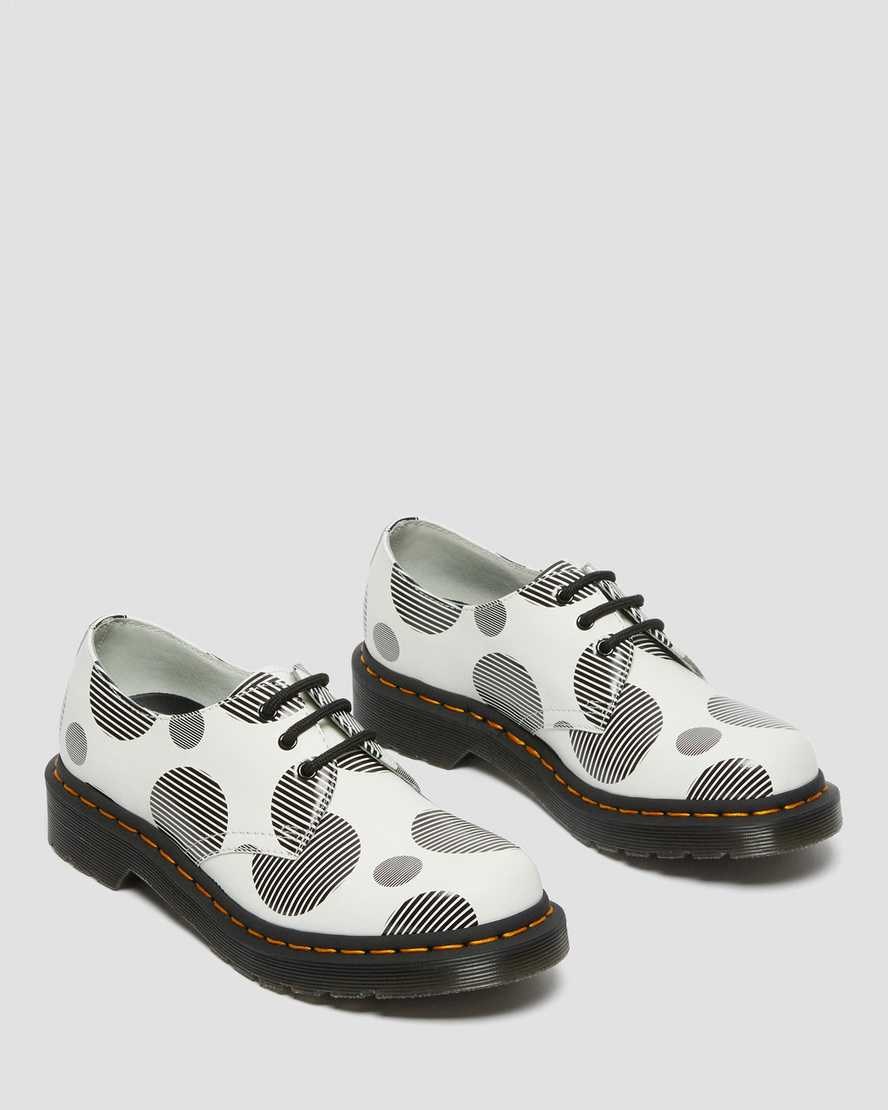 Dr Martens 1461 Polka Dot Smooth Leather Women's Oxford Shoes White Polka Dot Smooth | GKCQXF681