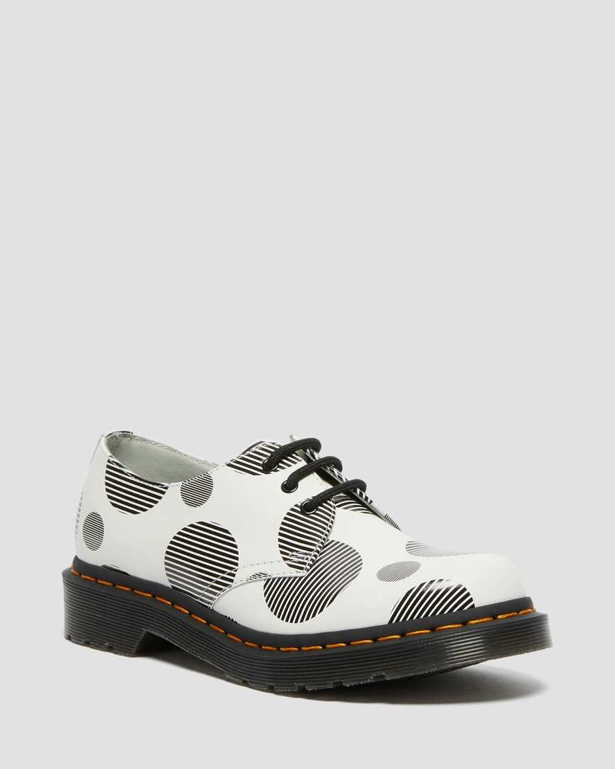 Dr Martens 1461 Polka Dot Smooth Leather Women\'s Oxford Shoes White Polka Dot Smooth | GKCQXF681