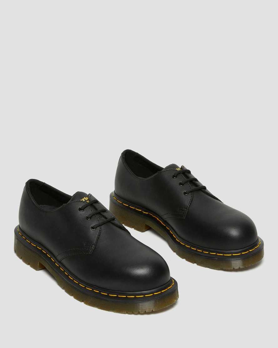 Dr Martens 1461 Slip Resistant Steel Toe Men's Oxford Shoes Black Industrial Full Grain | CTQGIV570