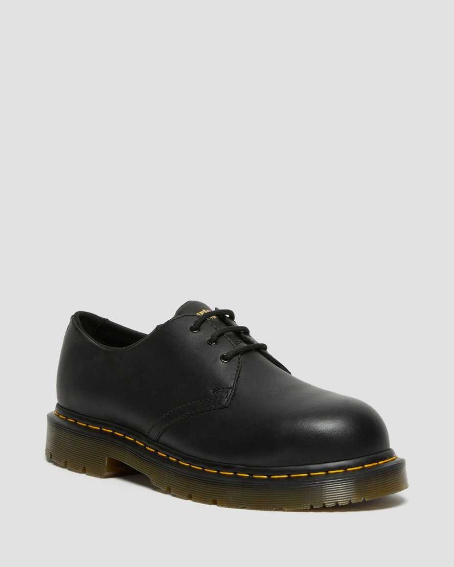 Dr Martens 1461 Slip Resistant Steel Toe Men\'s Oxford Shoes Black Industrial Full Grain | CTQGIV570