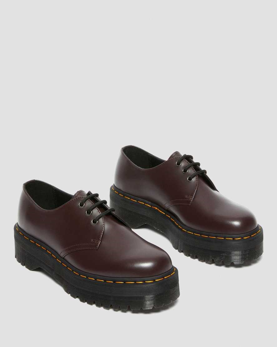 Dr Martens 1461 Smooth Leather Women's Platform Shoes Burgundy Smooth Leather | BEWRNU063