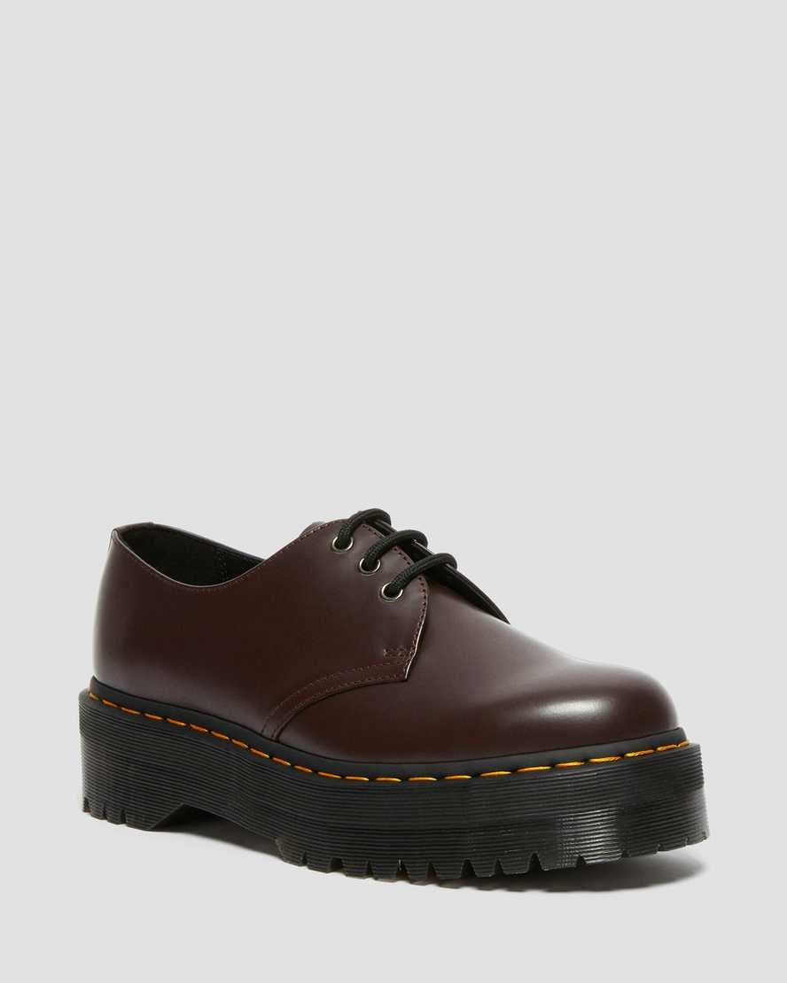 Dr Martens 1461 Smooth Leather Women's Platform Shoes Burgundy Smooth Leather | BEWRNU063