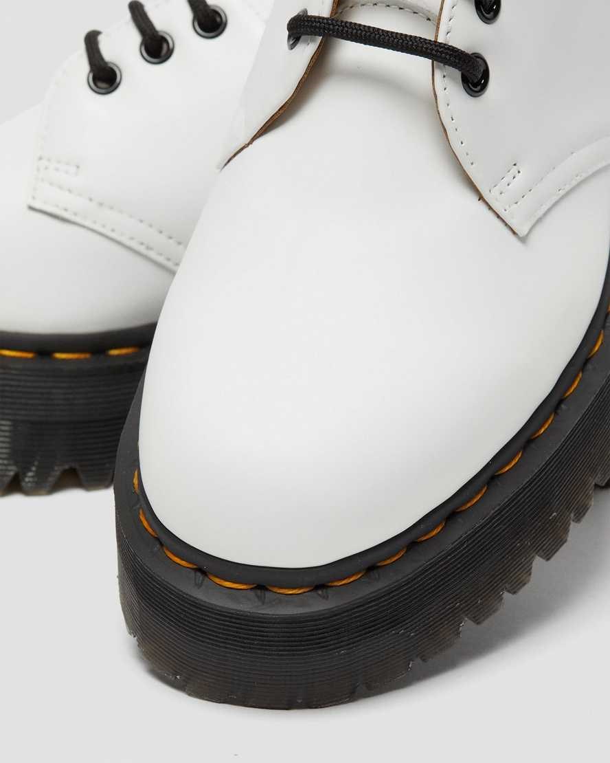 Dr Martens 1461 Smooth Leather Women's Platform Shoes White Polished Smooth | OXLKFI670