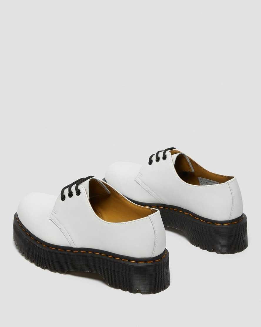 Dr Martens 1461 Smooth Leather Women's Platform Shoes White Polished Smooth | OXLKFI670