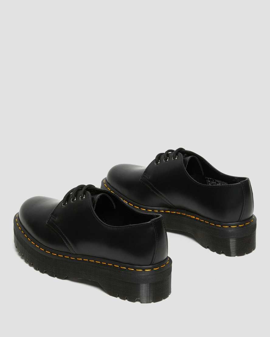 Dr Martens 1461 Smooth Leather Women's Platform Shoes Black Polished Smooth | REXQVZ051