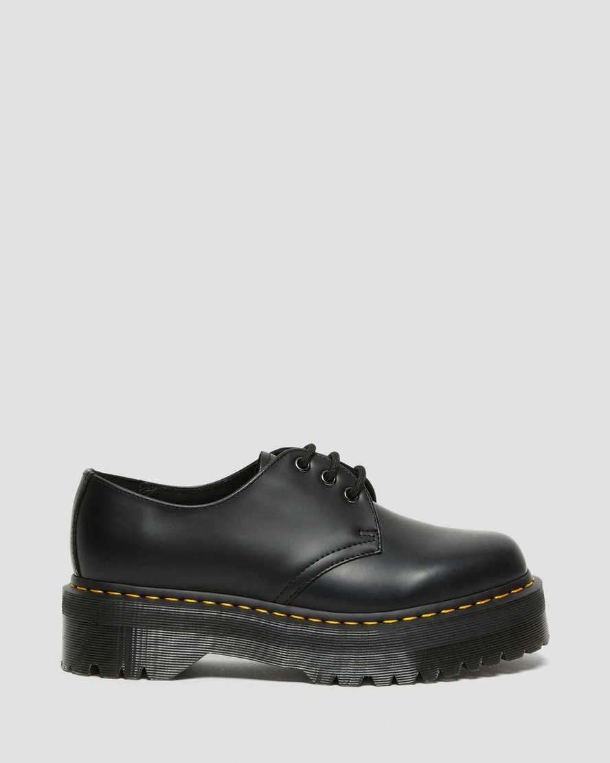 Dr Martens 1461 Smooth Leather Women's Platform Shoes Black Polished Smooth | REXQVZ051