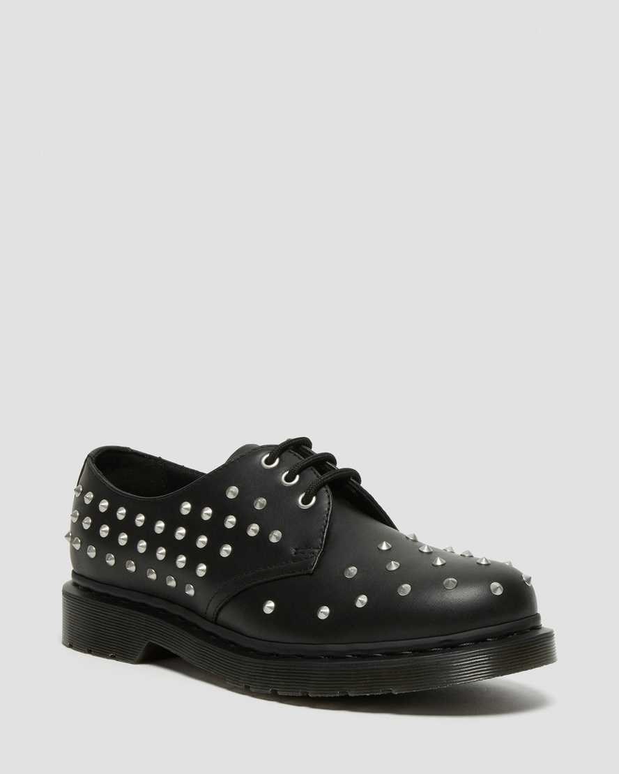 Dr Martens 1461 Stud Wanama Leather Men's Oxford Shoes Black Wanama | IWBERX560