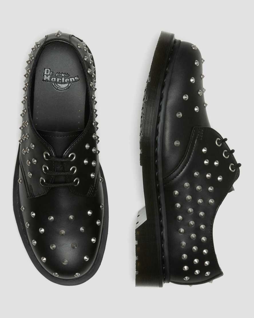 Dr Martens 1461 Stud Wanama Leather Men's Oxford Shoes Black Wanama | IWBERX560