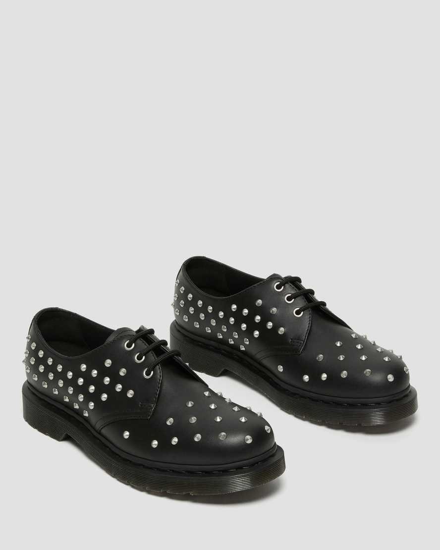 Dr Martens 1461 Stud Wanama Leather Men's Oxford Shoes Black Wanama | IWBERX560