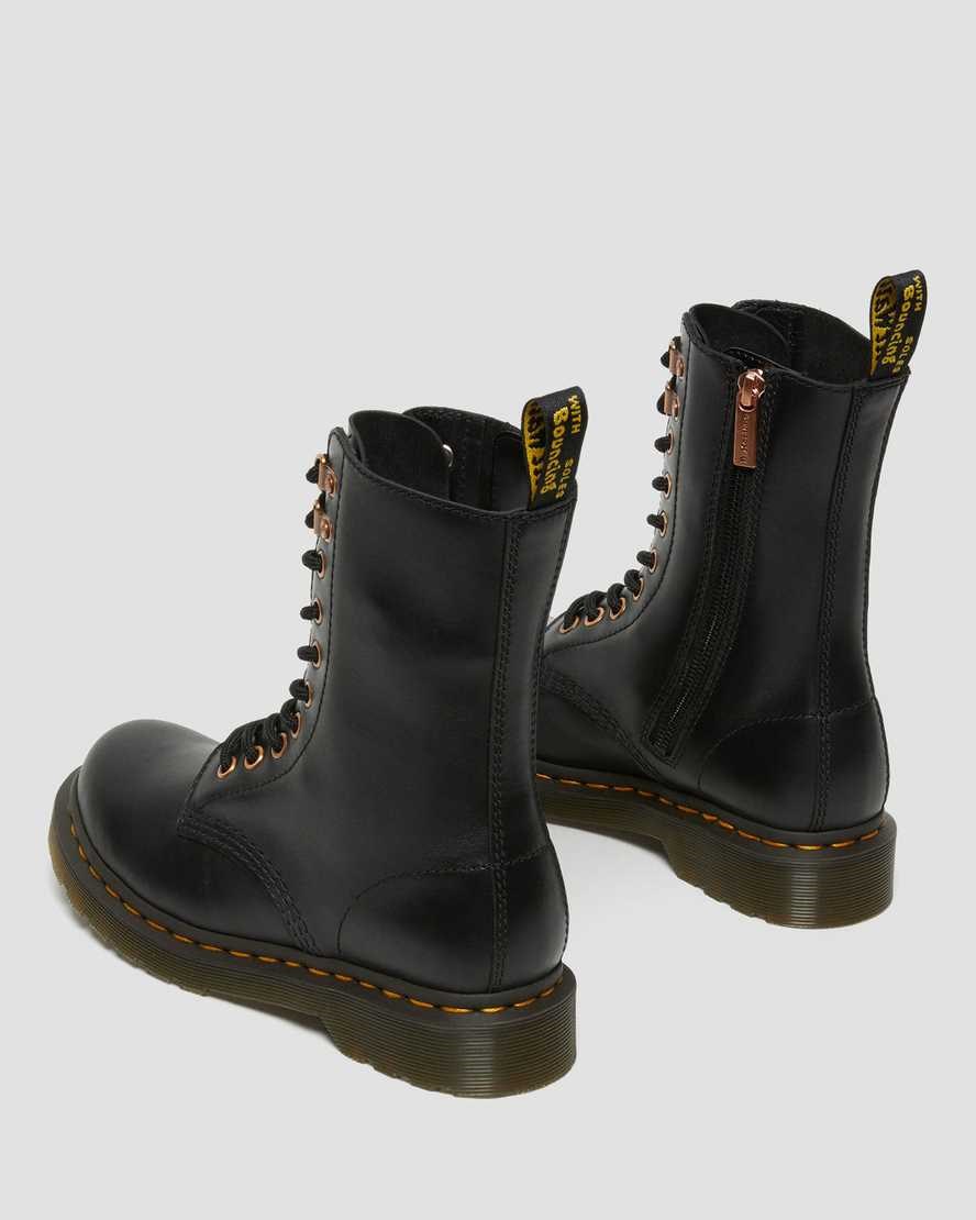 Dr Martens 1490 Rose Gold Hardware Leather Men's Zip Up Boots Black Wanama | NTWIFX835