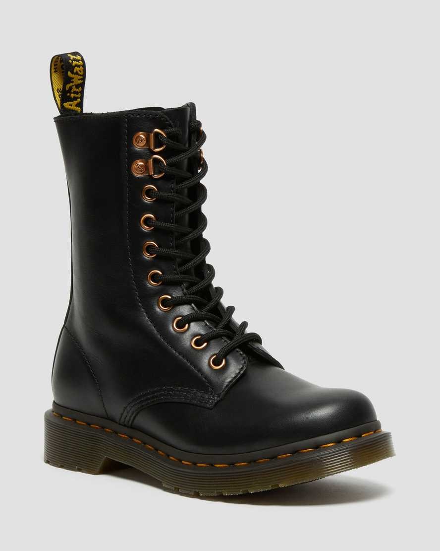 Dr Martens 1490 Rose Gold Hardware Leather Men's Zip Up Boots Black Wanama | NTWIFX835