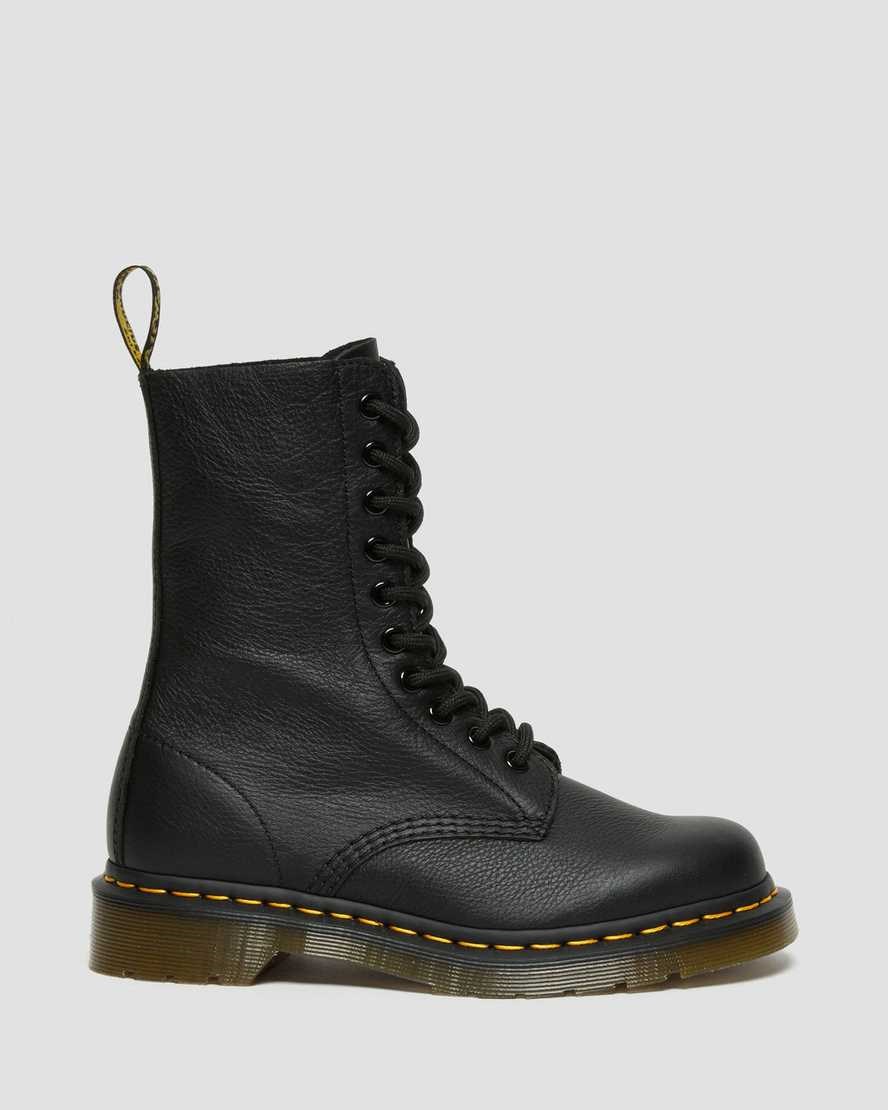 Dr Martens 1490 Virginia Leather Women's Lace Up Boots Black Virginia | QBNXET695